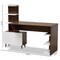 Baxton Studio Tobias Mid-Century Two-Tone White and Walnut Brown Finished Wood Storage Computer Desk with Shelves 181-11692-Zoro - alternate 8